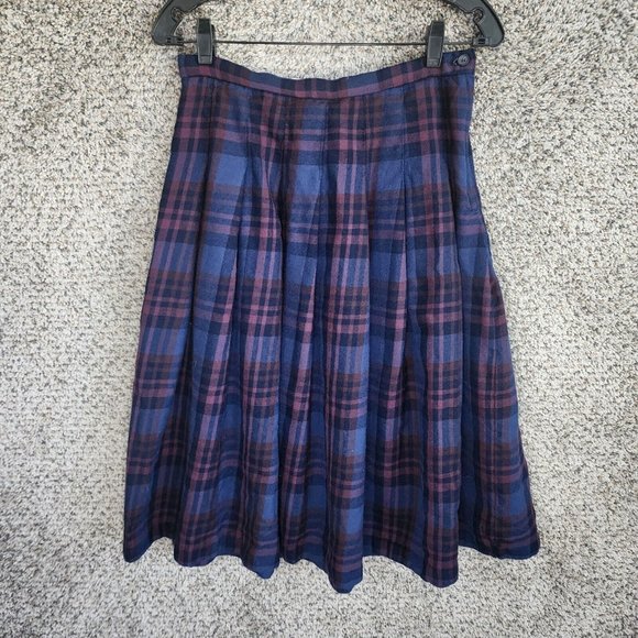 Pendleton Dresses & Skirts - Pendleton Skirt Womens 12P Petite Plaid Wool Midi Zip Lined Blue Casual Ladies